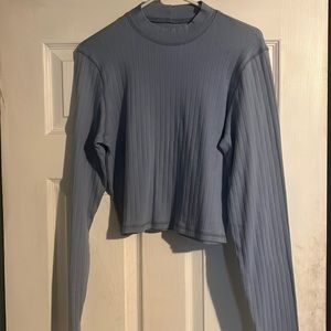 Long Sleeve Blue Cropped Shirt